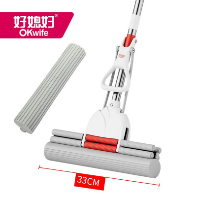 好媳妇胶棉拖把 33cm奶油风双排胶棉拖(1个灰棉)HD-7125