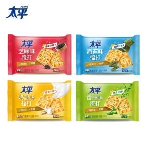 太平苏打饼干400g*4包梳打饼干早餐小零食休闲食品小吃(奶盐味+海苔味+芝麻味+香葱味)
