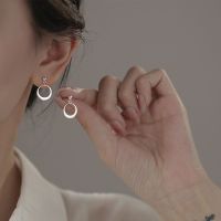 s925纯银针几何圆圈耳钉女小众设计感简约冷淡风耳坠百搭耳环耳饰送女朋友老婆情人节七夕生日礼物
