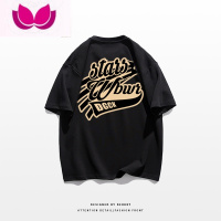 七斓夏季欧美简约风T恤男ins国潮设计感字母印花复古高街宽松短袖