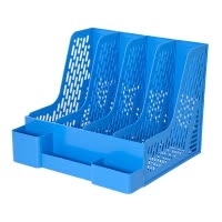 齐心 B2034 多功能资料架 4格蓝