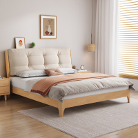 欧梵森 床 意式轻奢奶油风棉麻软床双人床1.5米主卧床家用储物床1.8米北欧软包床欧式大床现代简约实木床大小户型婚床