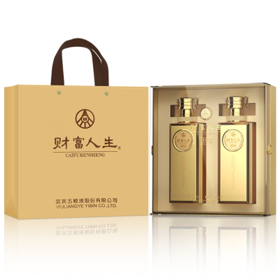 五粮液股份财富人生金砖双支礼盒52度500ml*2瓶