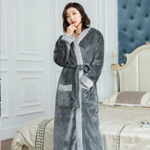 睡袍女冬季加厚加长款浴袍法兰绒情侣浴衣男士大码珊瑚绒学生睡衣