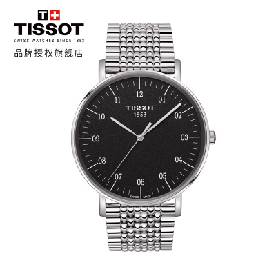 天梭(TISSOT)瑞士手表轻薄简约质感镀铑表盘男表魅时系列钢带男士石英表T109.610.11.077.00T109.610.11.077.00