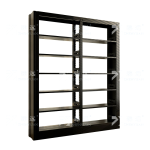 臻远ZY4072607 钢制书架图书馆书架资料架 单面6层一列二组黑色 1900*300*2000