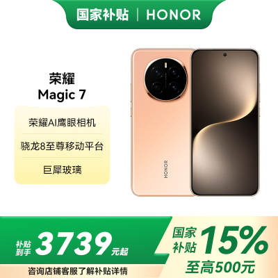 HONOR/荣耀Magic7 12 256 5G 雪域白 骁龙8至尊版移动平台 荣耀AI自然光绿洲护眼屏 第三代青海湖电池 5G手机