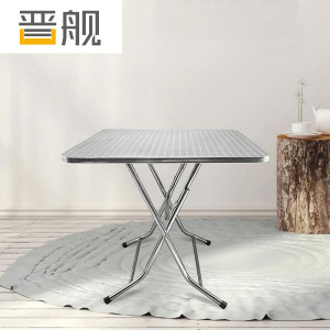 晋舰不锈钢餐桌圆台烧烤夜宵大排档餐桌农村摆地摊圆形桌0.8米方台