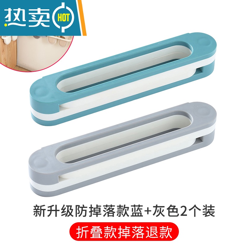 敬平卫生间拖鞋架浴室置物架免打孔挂式鞋架可折叠宿舍收纳器沥水架 蓝+灰两个装(浴室+客厅)掌柜推荐[热卖]