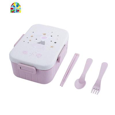 简约学生带盖韩国分格微波炉保温饭盒塑料多格便携分隔可爱便当盒 FENGHOU 小号北欧粉