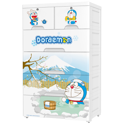 单爱哆啦A梦抽屉式收纳柜塑料宝宝衣柜婴儿童玩具多层组合储物箱
