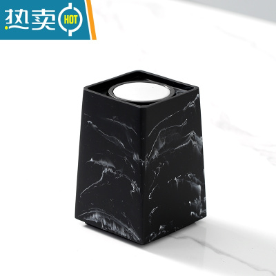 敬平轻奢按压式牙签筒收纳北欧ins家用客厅创意个性简约罐 水墨黑 银色不锈钢内胆